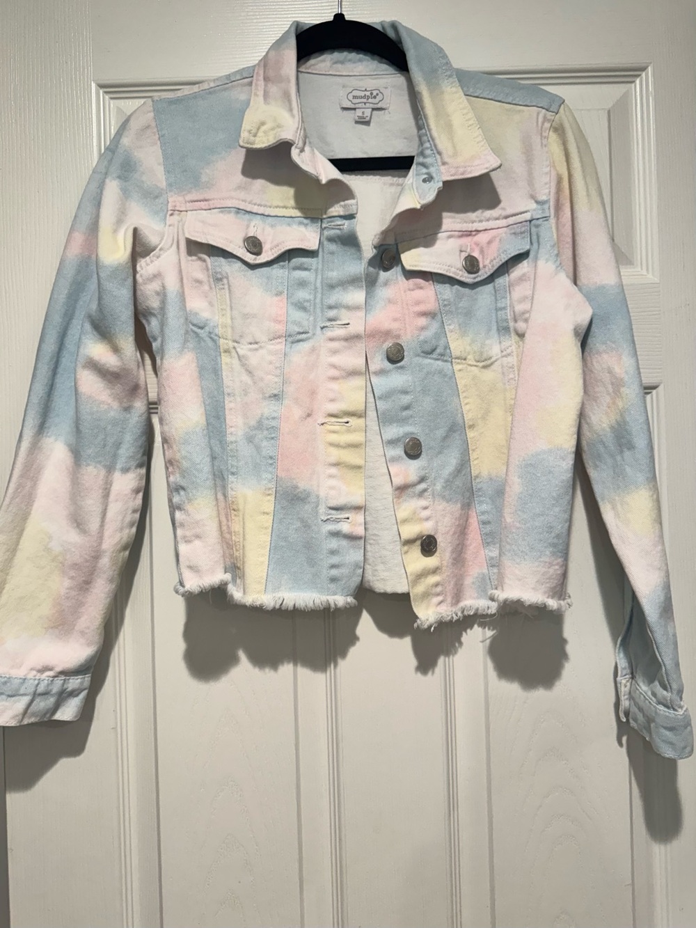Tie-Dye Pastel Denim Jacket - Pink, Blue & Yellow